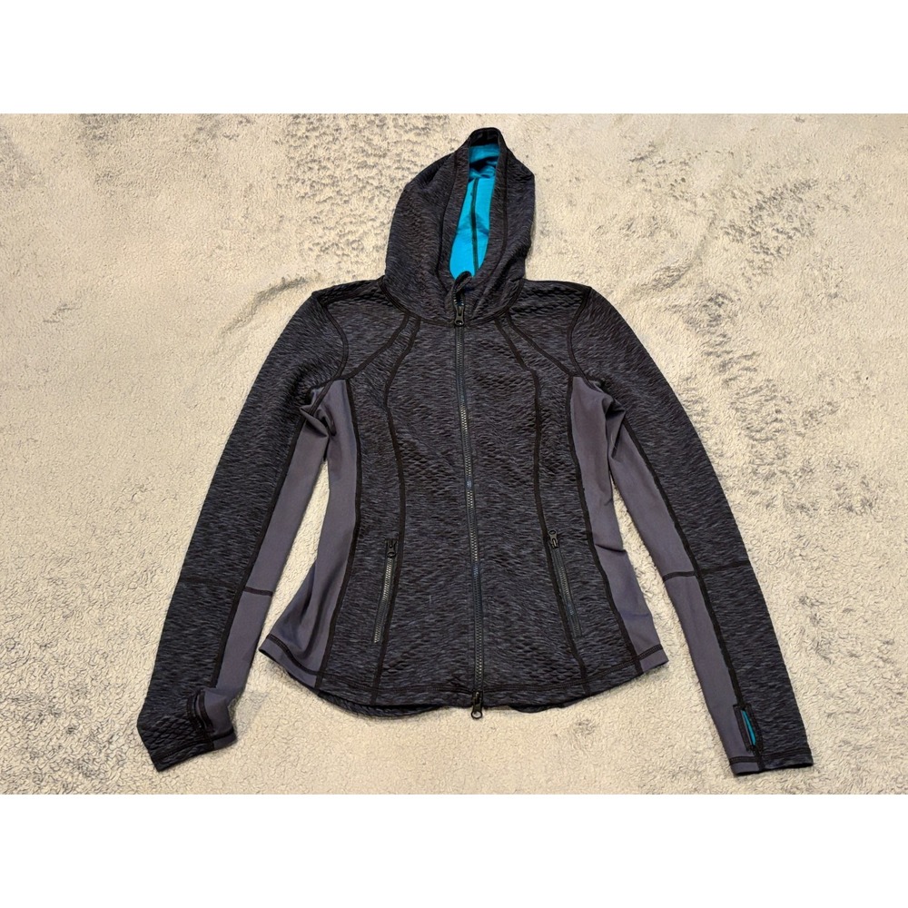 Zella Hooded Jacket Womens Small Navy Blue Full Zip Active Stretch Track Jacket